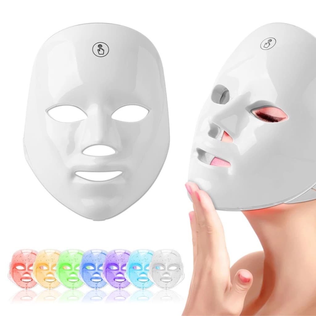 Máscara Facial LED 7 Cores- Rejuvenescer, Clarear, Melhora de Poros,Estímulo de Colágeno,Redução Inflamação,Melhora Acne