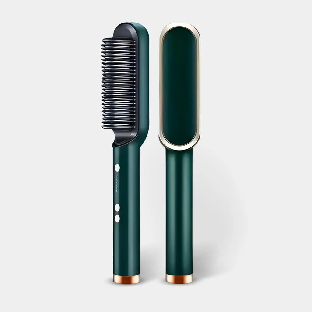 Escova Alisadora Bivolt 5 em 1 - Alisa, Hidrata, Modela, Alinha e Anti-Frizz - Verde