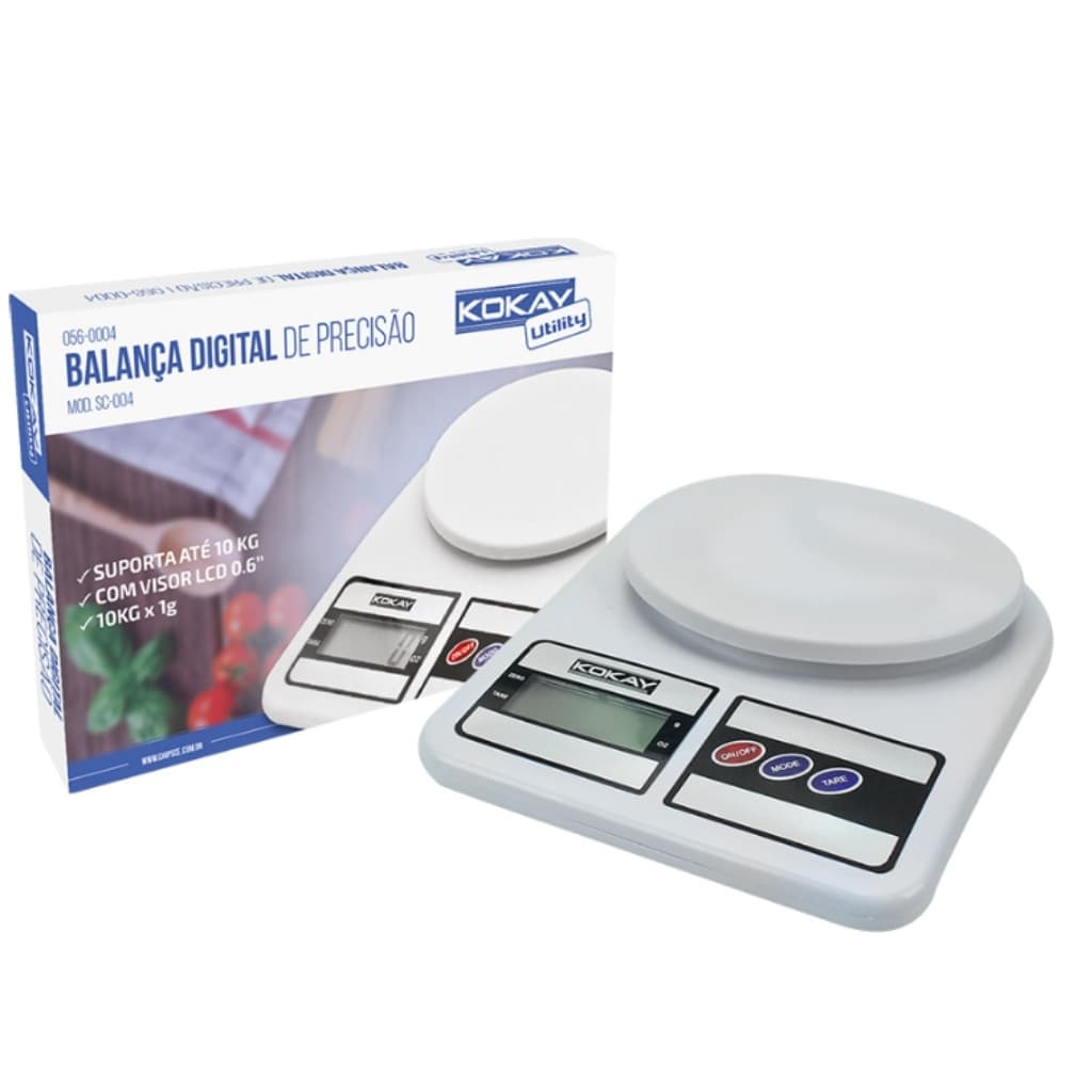 Balança De Cozinha Digital - Até 10kg- Com Pilha.