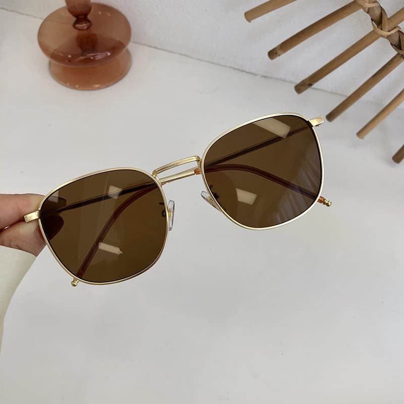Óculos de Sol Quadrados de Metal da Moda para Mulheres e Homens, Óculos de Sol Redondos Estilosos, Óculos de Sol Retrô P