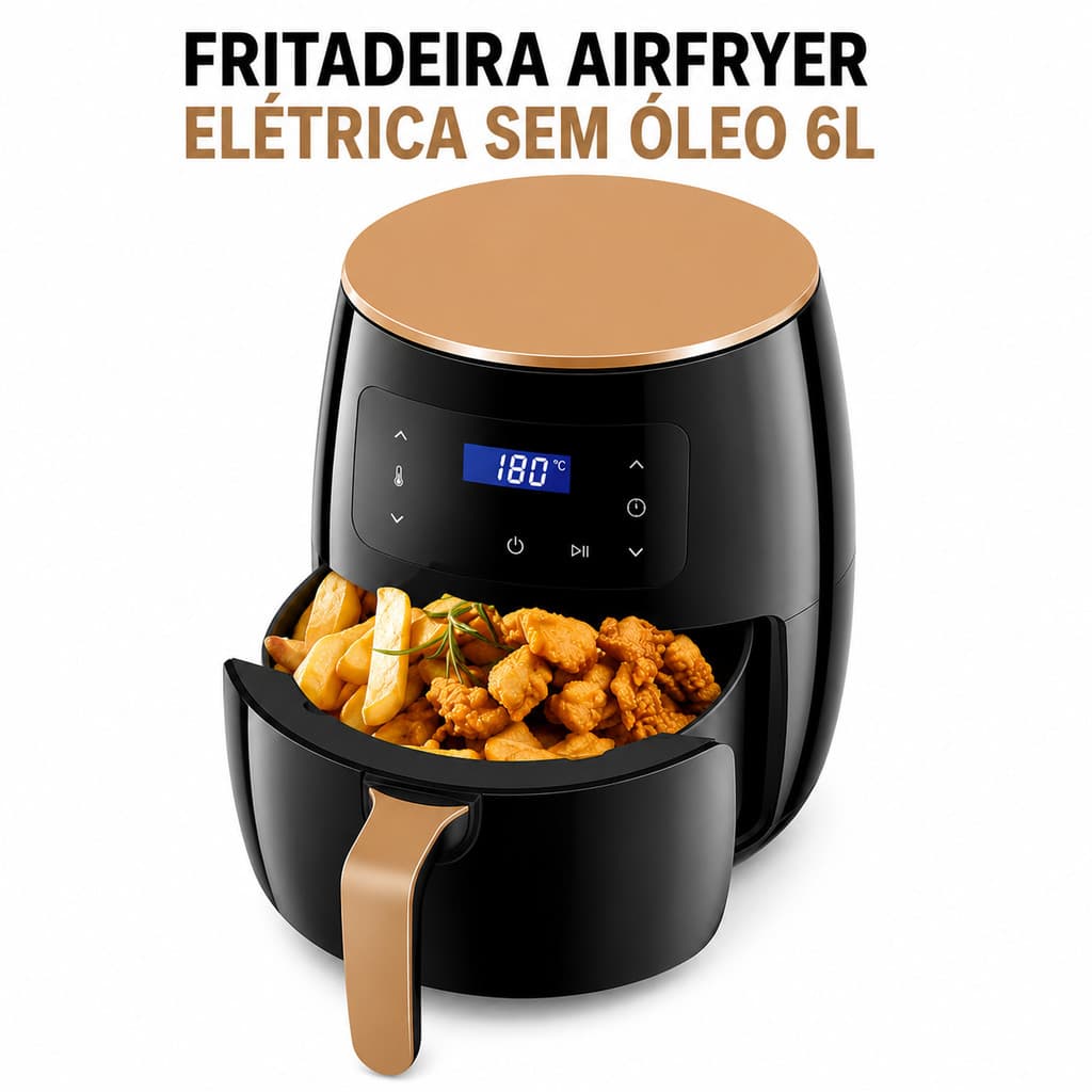 Air Fryer 6L Digital Sem Óleo Cozinha Saudável e Prática