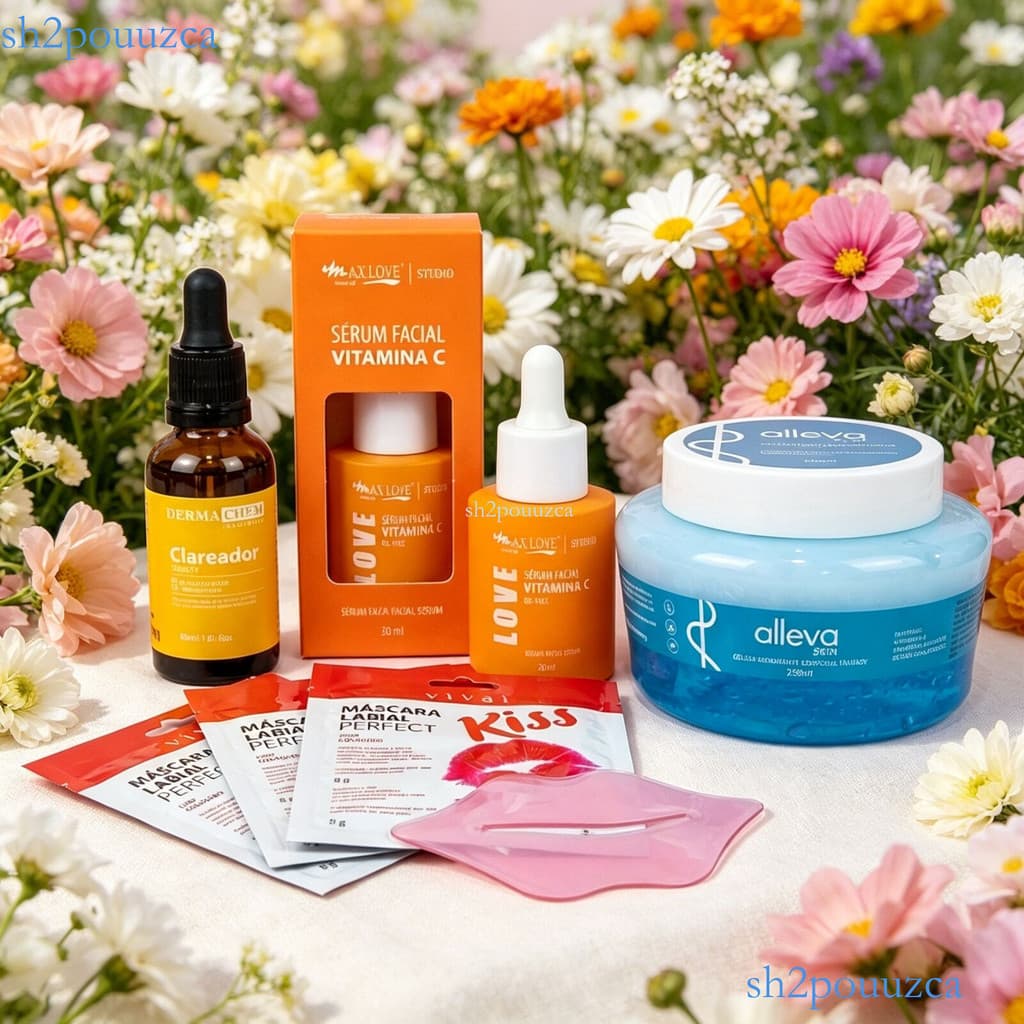 Conjunto Cuidado Facial e Corporal: Hidratação, Clareamento, Antissinais e Hidratação Labial ✨sh2p
