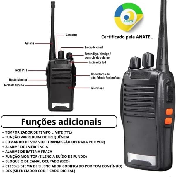 Kit 2 Radio Walk Talk Comunicador 16 Ch 12km Baofeng 777s Ht