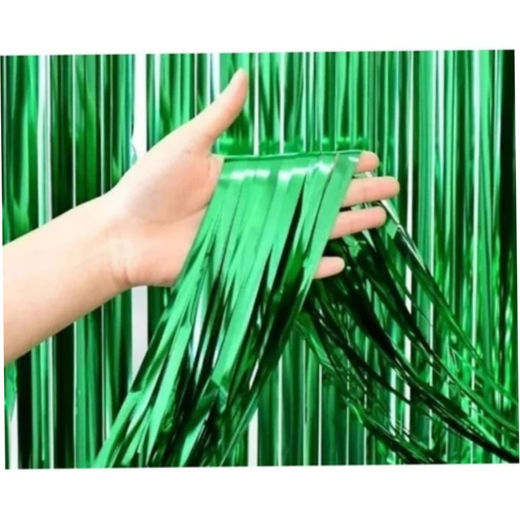Verde - Cortina Franja Metálica 1mx2m Decoração Festa Aniversário Evento Cenário