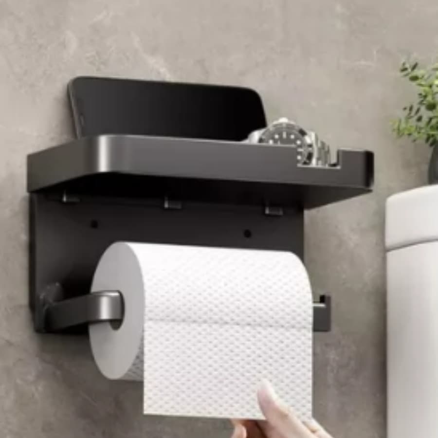 Suporte Papel Higiênico Premium com Apoio Para Celular