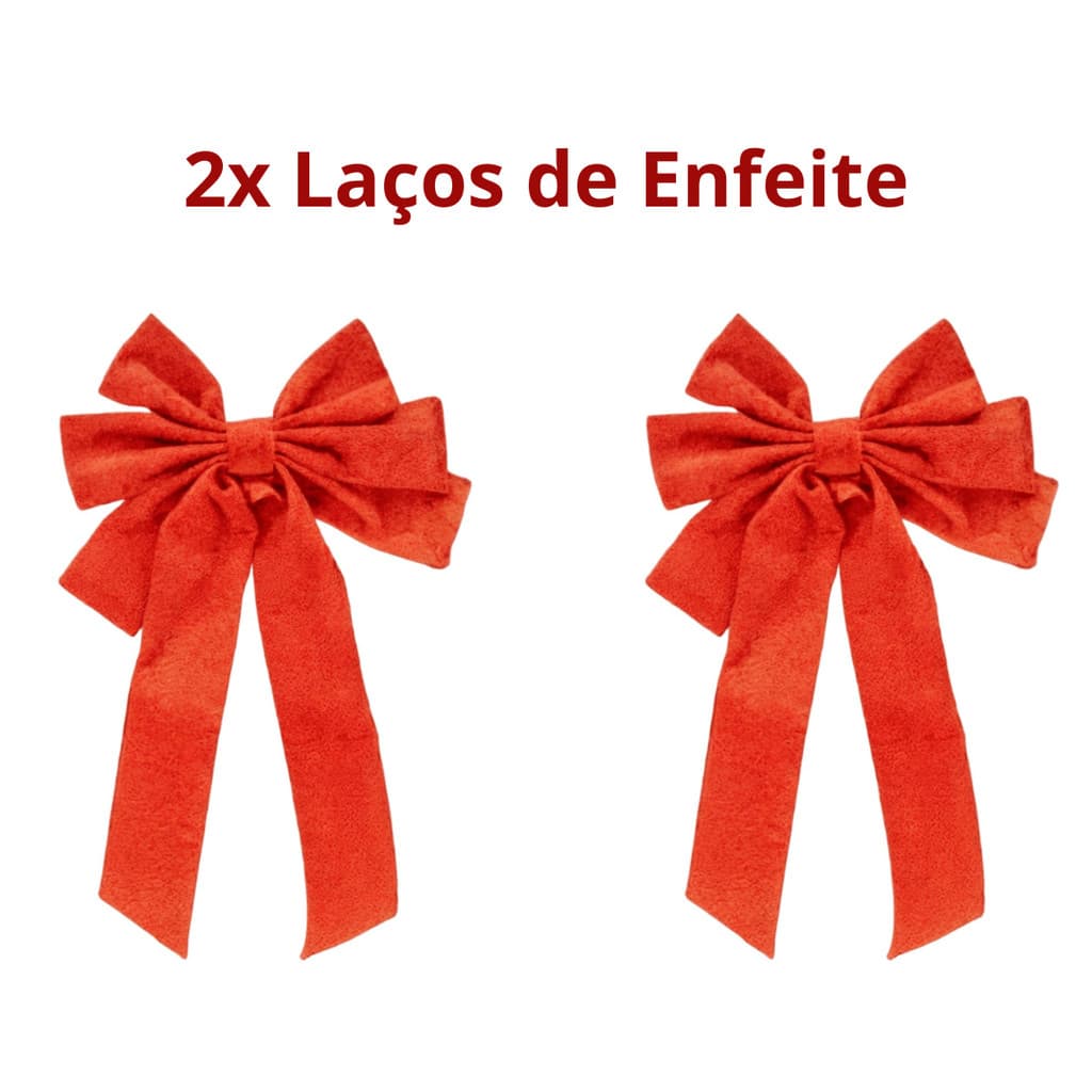 Conjunto 2 Laços de Enfeite de Natal Brilho Glitter 18x28 cm - WF1653