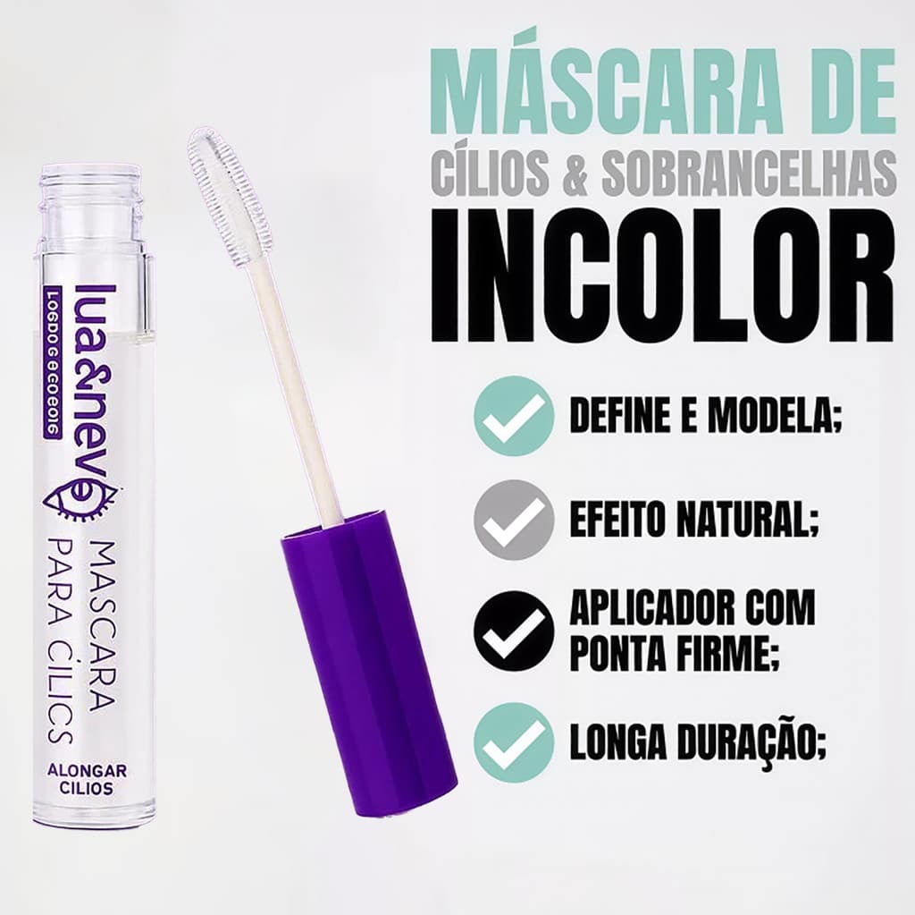 Rímel Incolor  Lua & Neve | Acabamento Natural e Sem Manchas