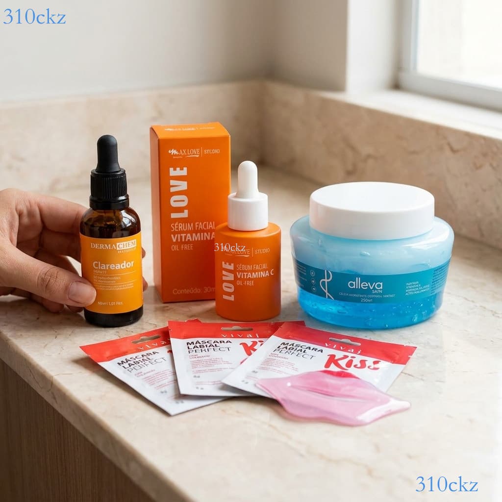 Conjunto Cuidado Facial e Corporal: Hidratação, Clareamento, Antissinais e Hidratação Labial Nutritiva ✨310ckz