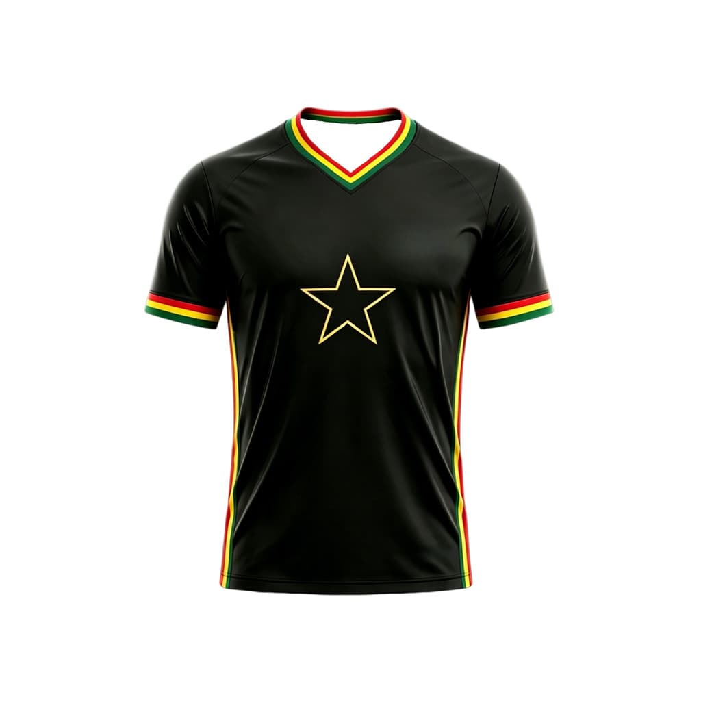 ((Número de nome personalizado gratuito) Camisa de futebol esportiva nacional Gana com decote em V, competição de manga