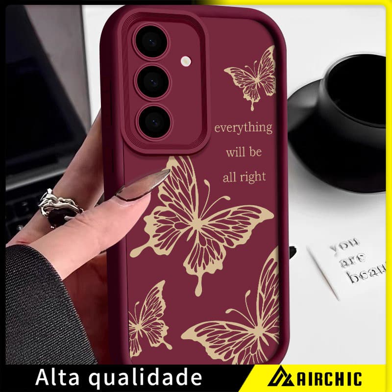 Borboleta Macio TPU Silicone Caso Para Samsung Galaxy A55 A16 A15 A14 A54 A35 A34 A53 A52 5G A06 A05 A05S À Prova De