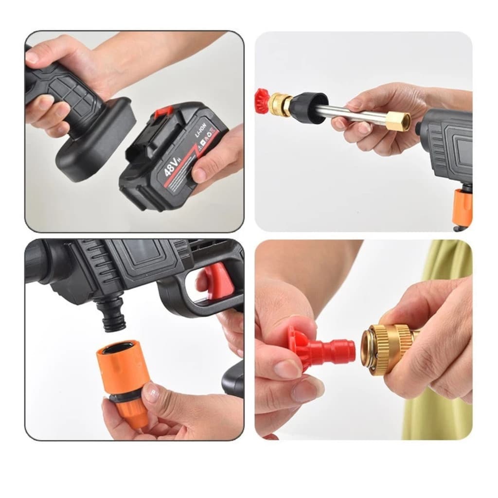 Pistola de Lavagem de Alta Pressão Profissional 48V 2 Bateria Bivolt110V 220V Para Pisos Carros Jardim Remoção de musgo