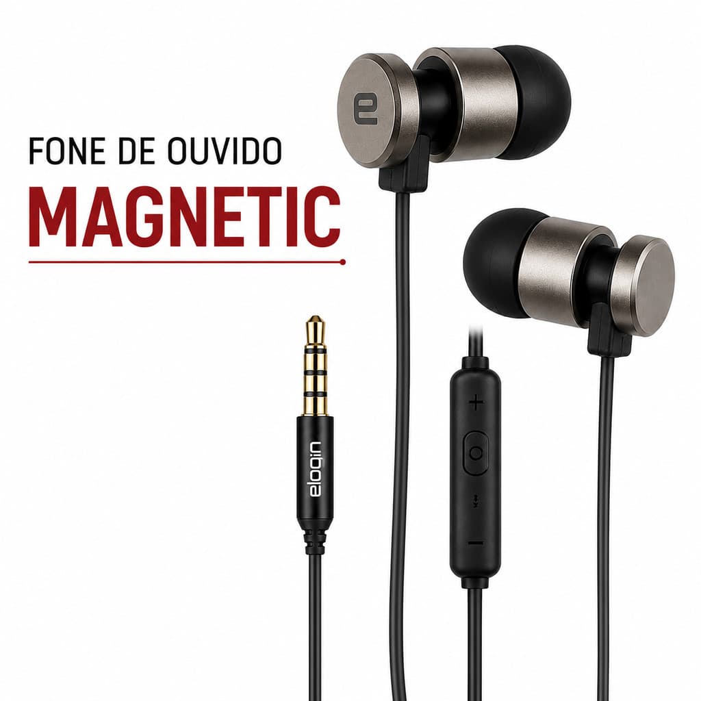 Fone de Ouvido Magnético Elogin P2 Estéreo com Microfone Graves Potentes