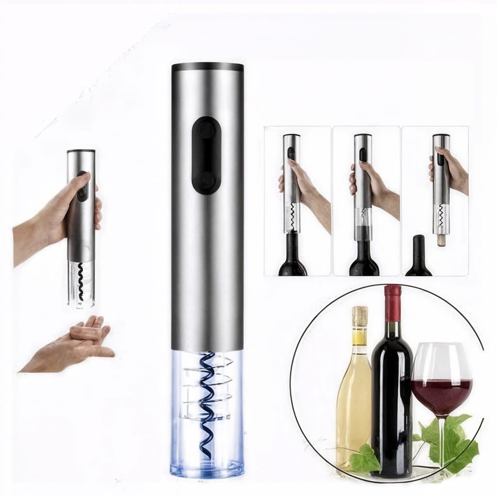 “Abridor de Vinho Elétrico Recarregável Saca Rolha Automático”