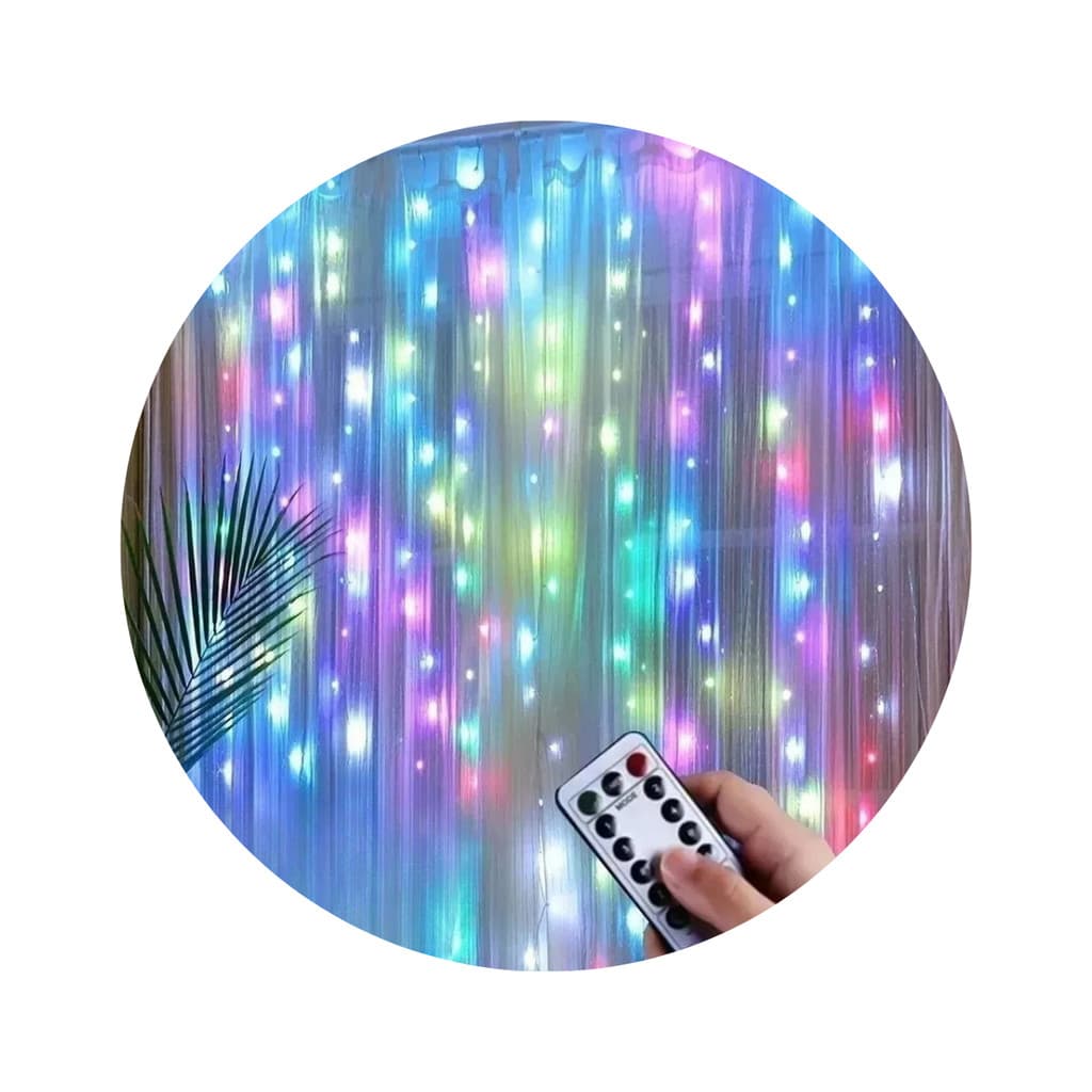 Cortina de Natal Led Multicolor RGB c/300 Luzes 3x3m - USB
