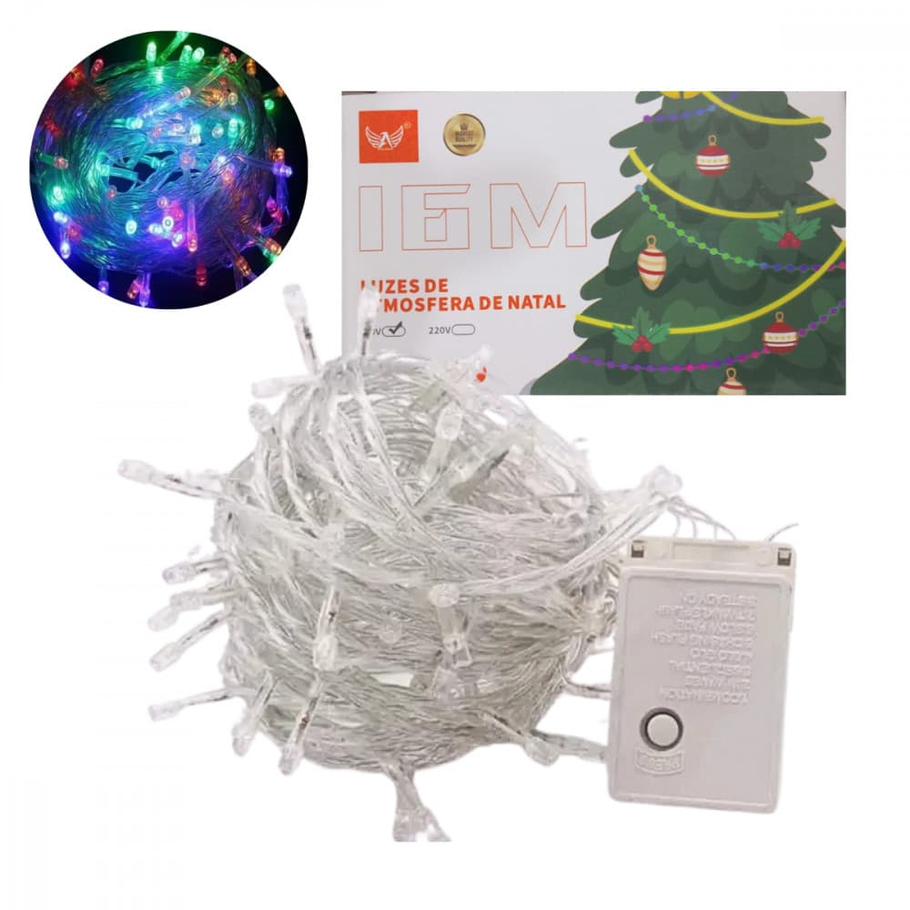 Pisca Pisca Luzes de NATAL LED Colorido 16 Metros Fio Transparente Altomex AL-3703 110V
