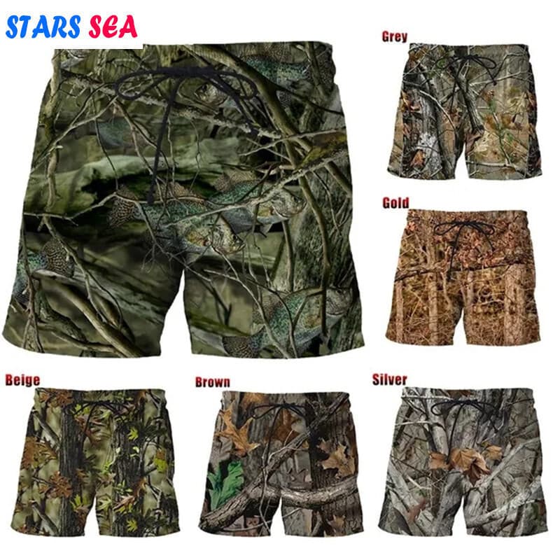 Verão Novo 3d Camuflagem Impresso Shorts Masculinos Engraçado Moda Casual Personalidade Legal Cenário Natural Praia Tron