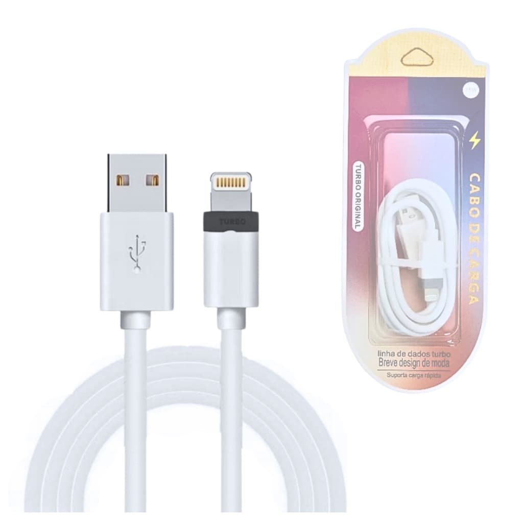 Cabo de Dados Conexão USB Lightning Carregamento Rápido 25W de 1 Metro