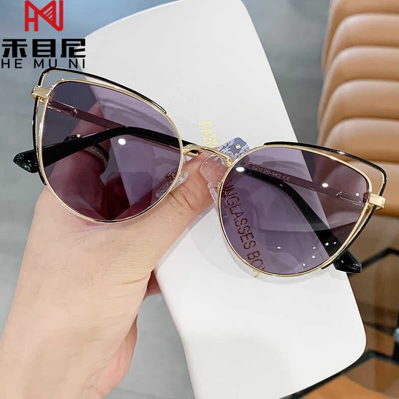 Versão coreana olho de gato óculos de sol feminino 2023 Retro único óculos de sol feminino rua tiro moda óculos decorati