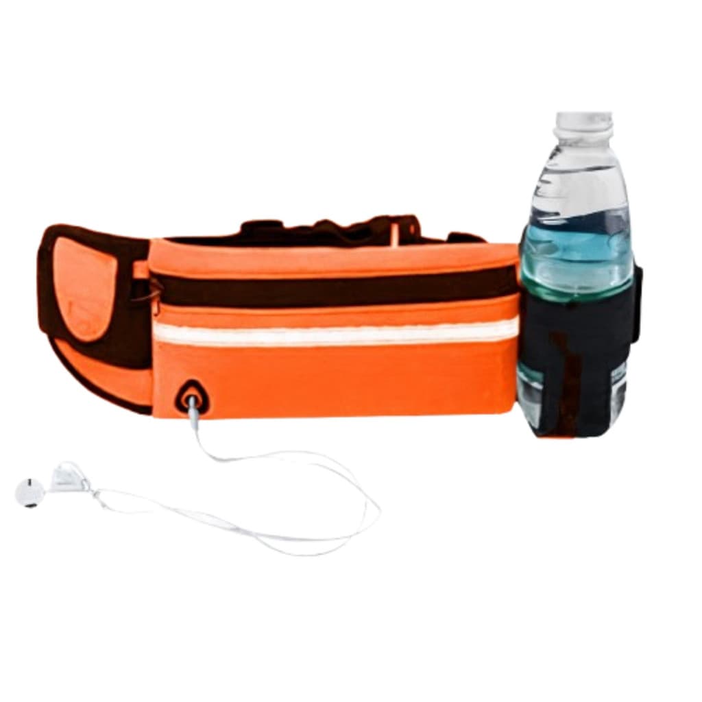 Pochete Fitness Corrida Academia Impermeável Porta Celular Garrafa Ajustável Laranja