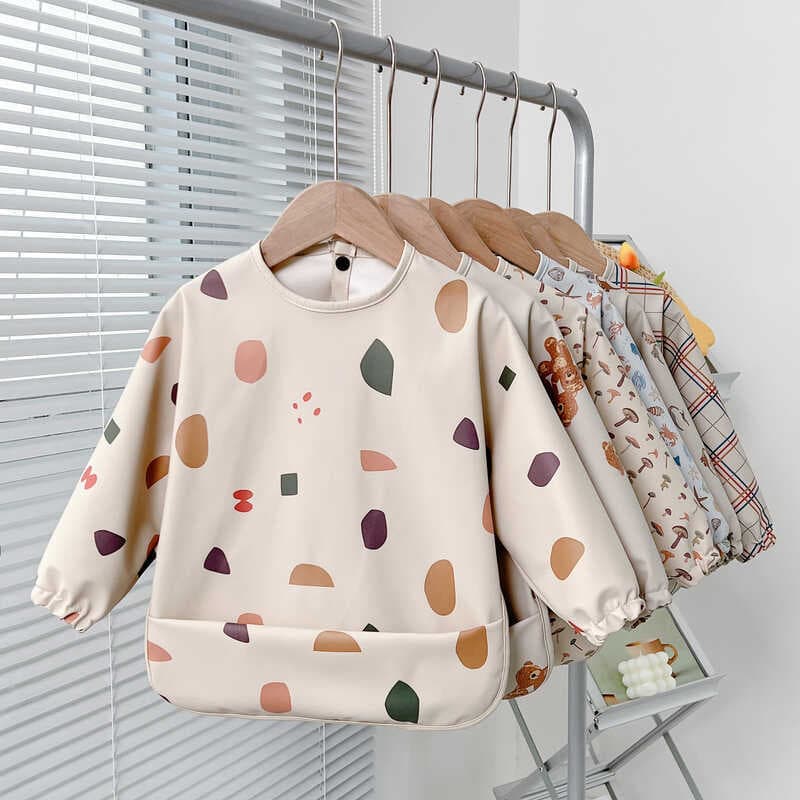 Babador anti-vestir para crianças, babador para bebê dinamarca, pintura à prova d'água, bolso de arroz, roupas para come