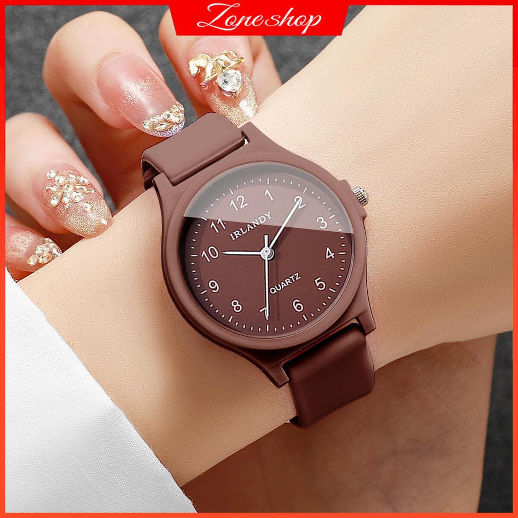 Relógio De Quartzo Casual Simples Para Mulheres , Pulseira De Silicone Redonda , Mostrador Árabe , Pulso Diário Minimali