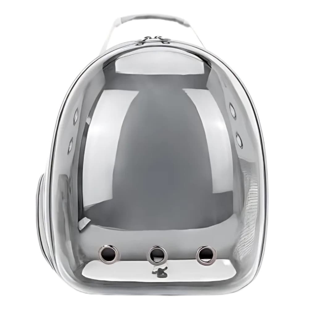 CINZA - Mochila Pet Transporte para Cães e Gatos Visão Ampla com Entrada de Ar