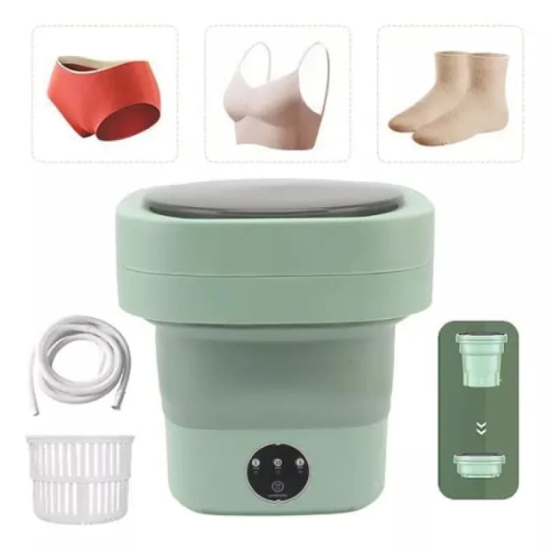 Mini Lavadora Dobrável - 11 Litros para Roupas Delicadas - Verde