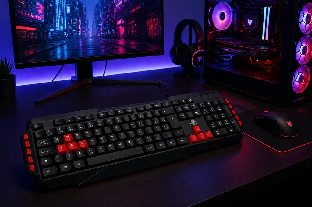 Teclado Gamer KG-03R Nemesis Start 2.0 Preto E Vermelho Usb