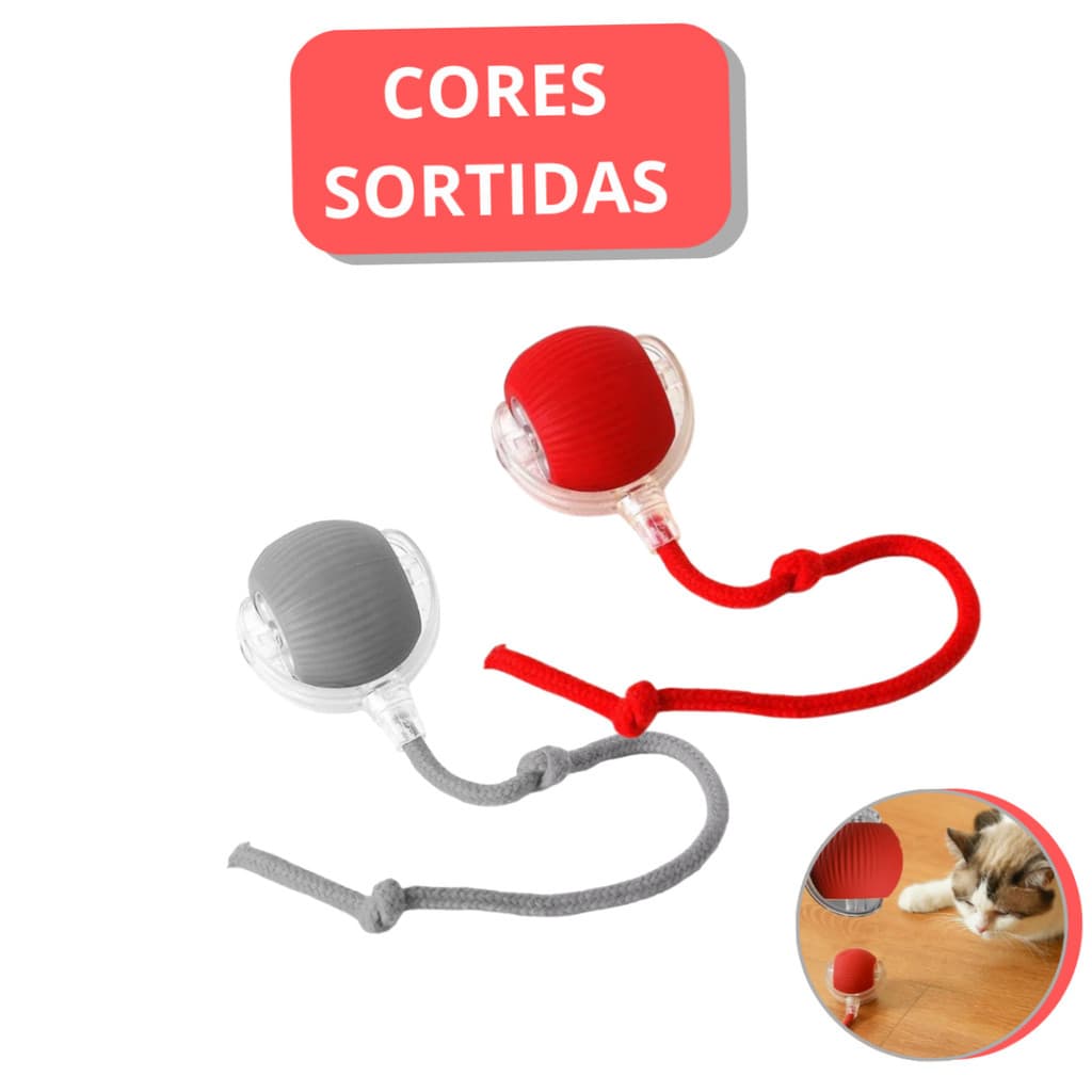 Bola Inteligente para Pets Brinquedo Interativo Automático Recarregável USB Cães e Gatos Anti-Stress