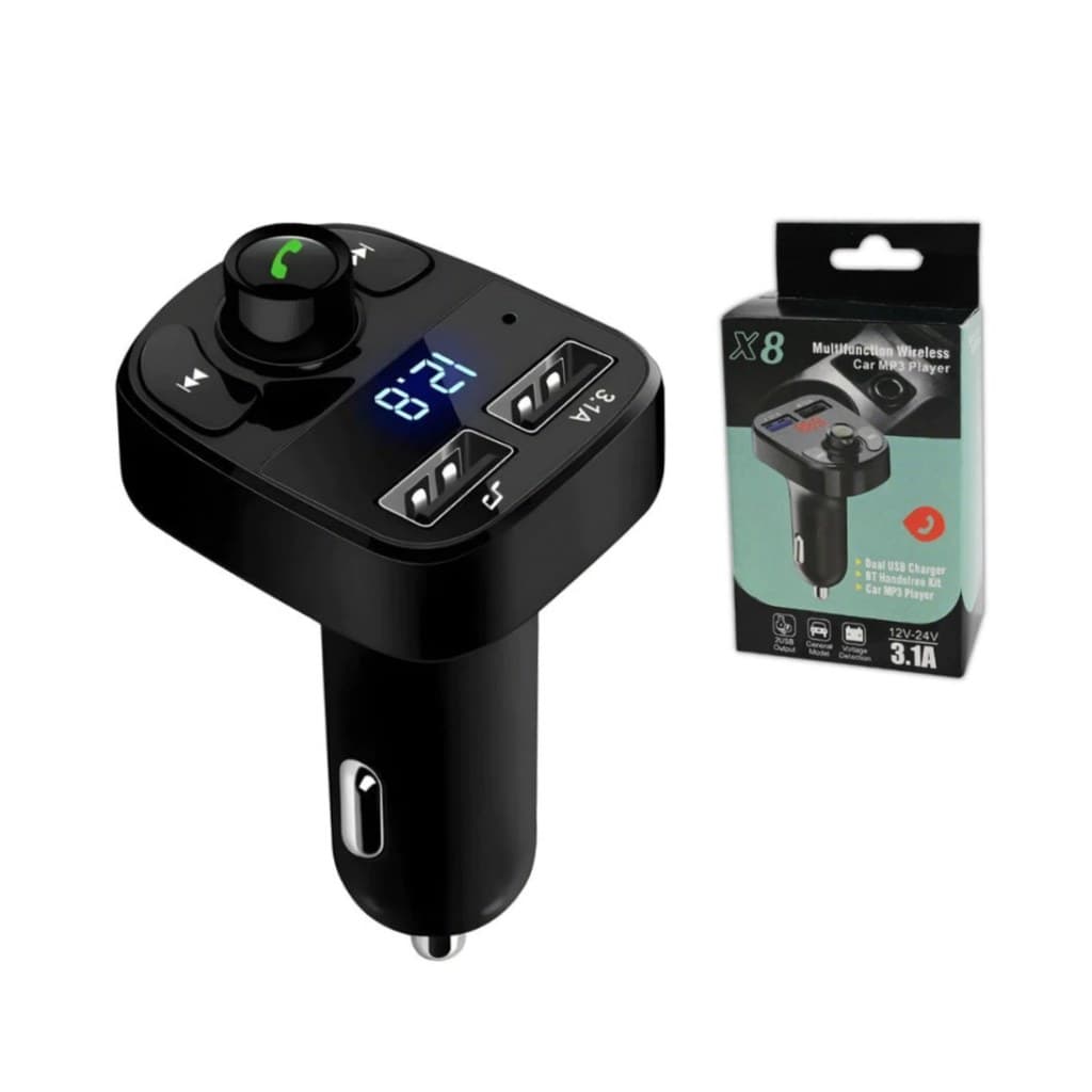 Transmissor FM Bluetooth Veicular X8 – Carregador USB e Som Automotivo em um Único Dispositivo - QCC-001