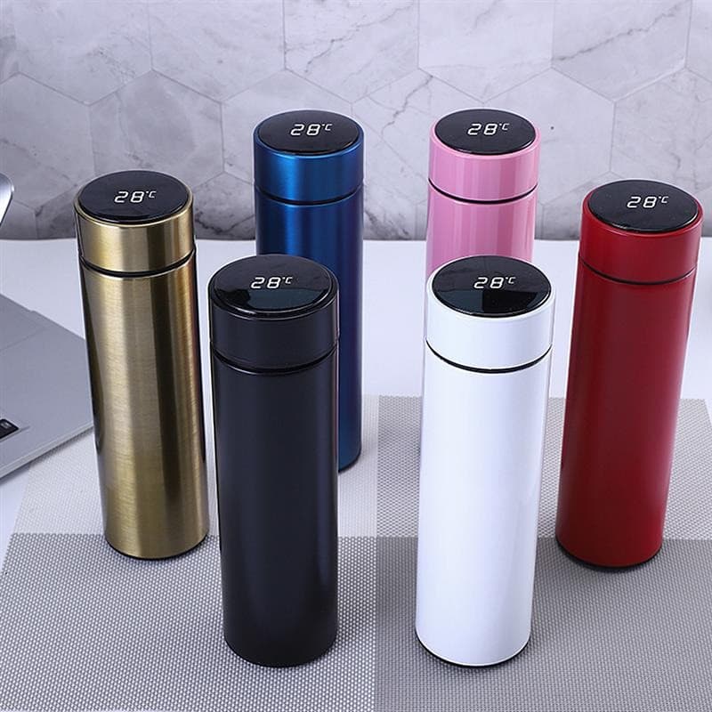 Garrafa LED Térmica Café, Água C/Sensor De Temperatura Preto