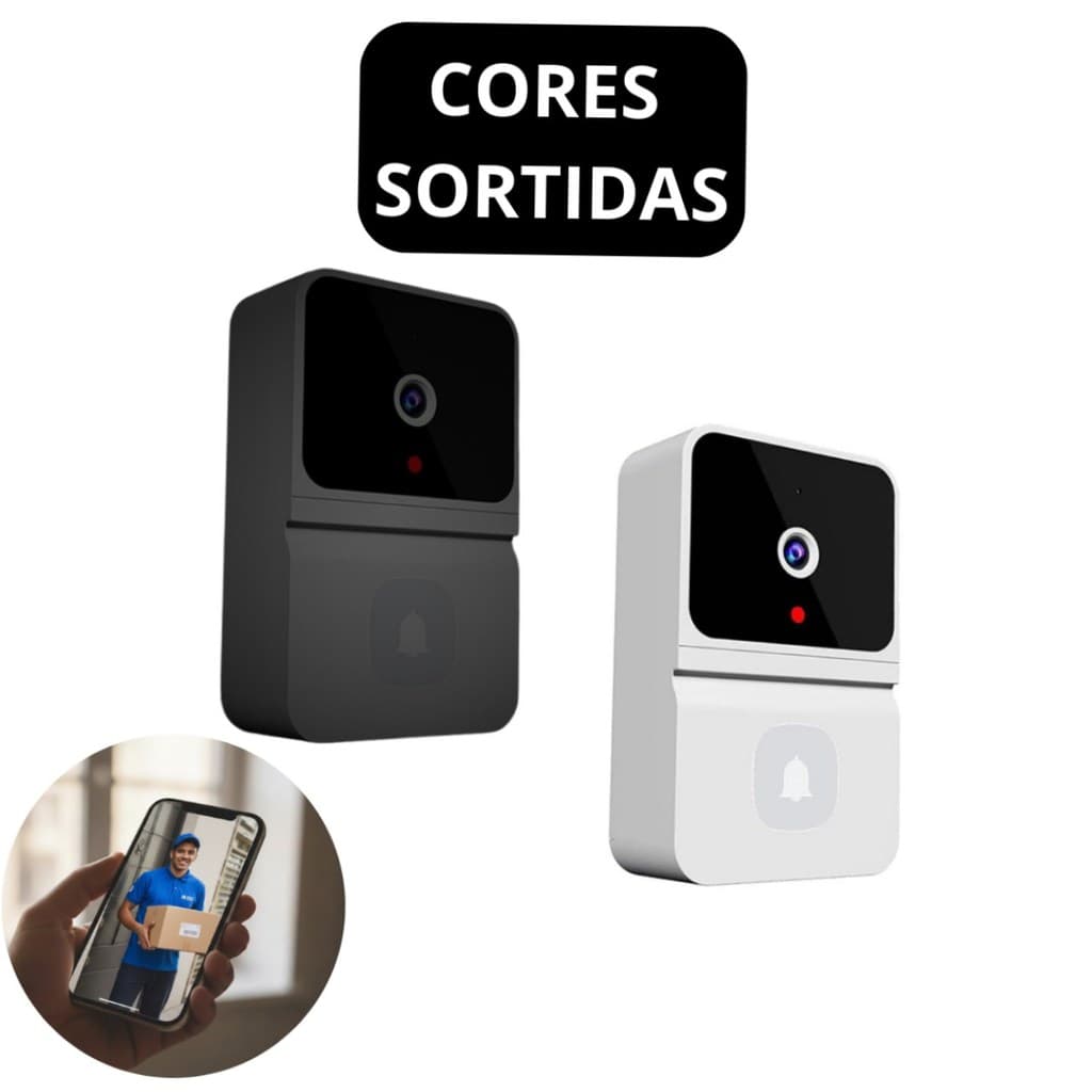 Campainha de vídeo inteligente WIFI com visão noturna com App Premium Bivolt - (Cores Sortidas)
