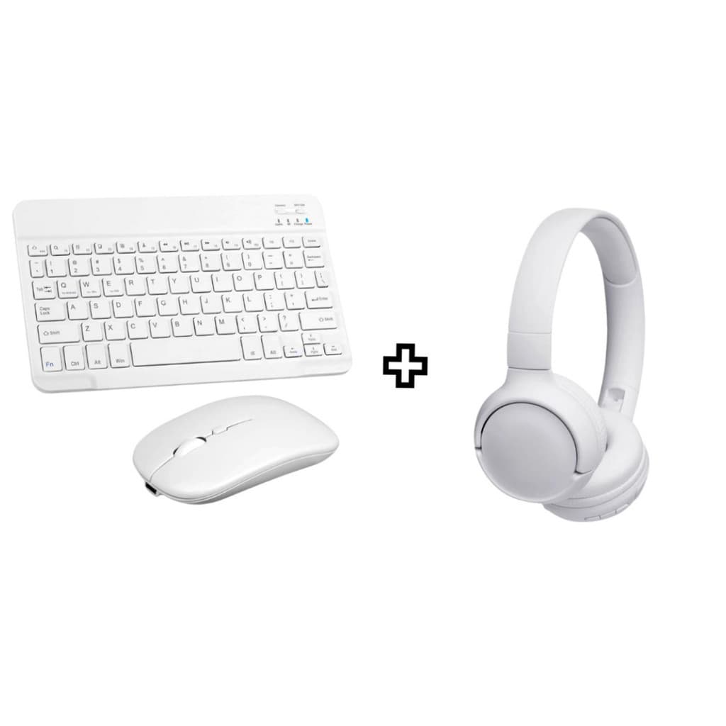 BRANCO - Kit Fone de Ouvido Bluetooth Tune 510 + Conjunto Teclado e Mouse Sem Fio