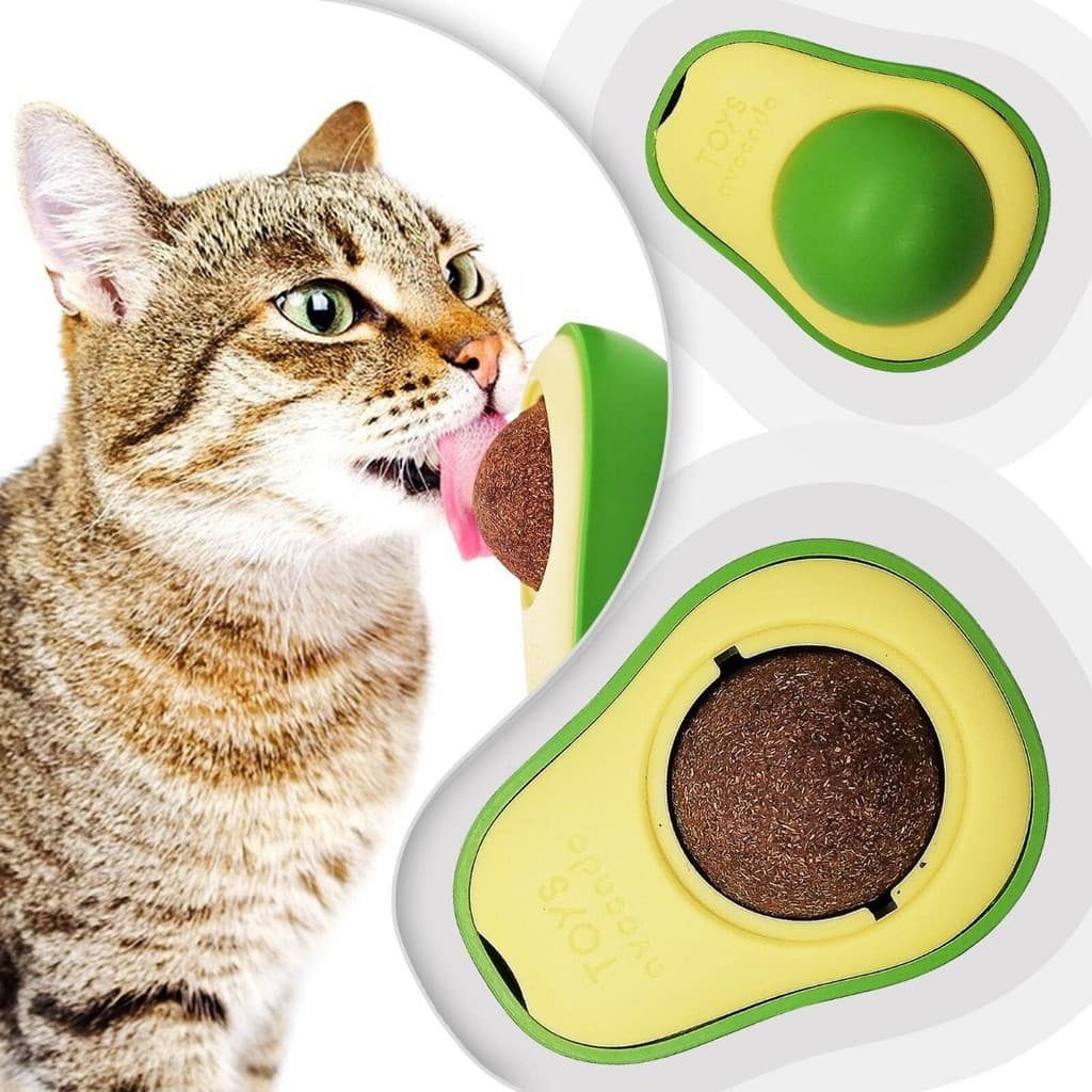 Estrutura Plástica Rotativa: Brinquedo Abacate com Bolinha de Catnip para Gatinhos!