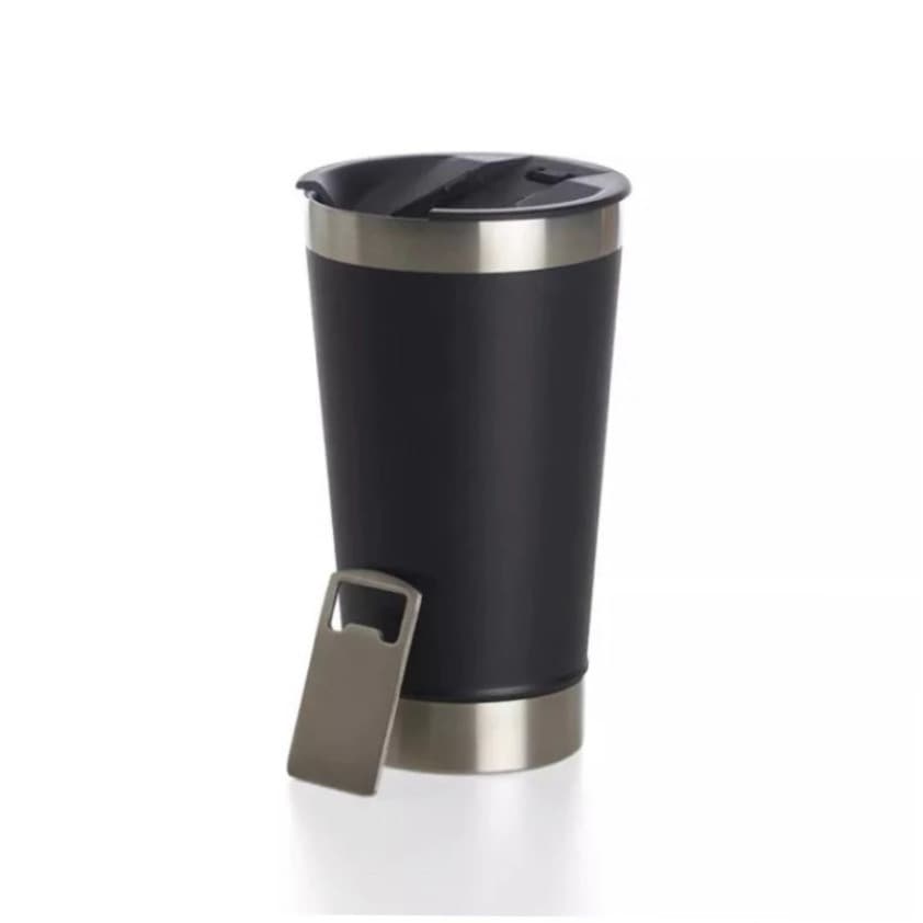 Normal - Copo Térmico Inox com TAMPA e ABRIDOR (473 ml) - Preto
