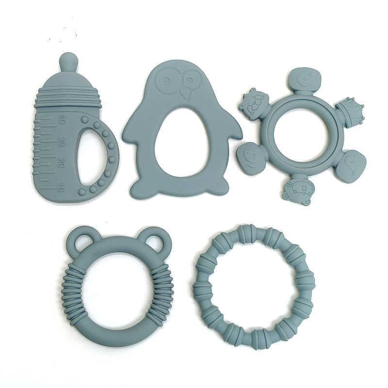 Mordedor de Silicone de qualidade alimentar infantil Donut 3 meses bebê Molar vara treinador muscular Oral infantil
