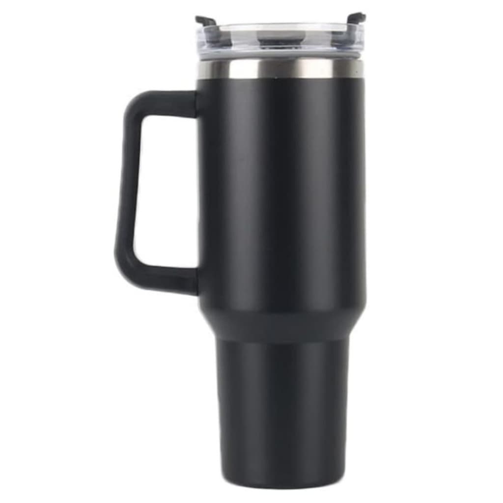 Normal - Copo Caneca (1200 ml) Térmica Inox com Alça e Canudo - Preto