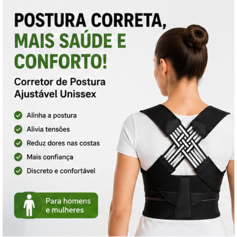 Colete Corretor De Postura Ortopédico Coluna Lombar Unissex Dor nas Costas Feminino Masculino envio mediato