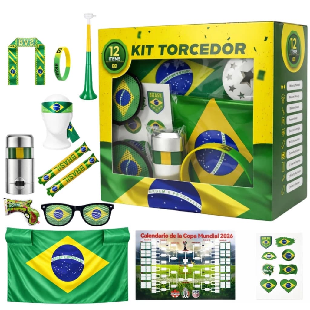 Conjunto 12 peças Torcedor Brasil Copa 2026 Completo Futebol