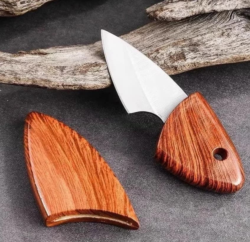 Mini Faca Aço Inox Com Bainha Portátil Canivete De Bolso Chaveiro Camping Pesca Defesa