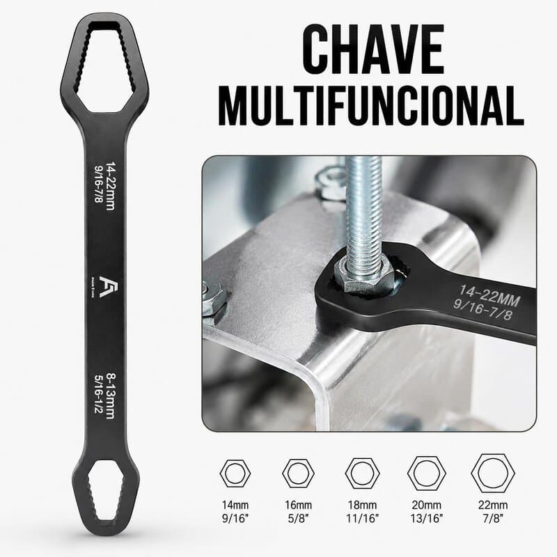 Chave Boca Fixa Aço Universal 8 A 22mm Cabeça Dupla Torx