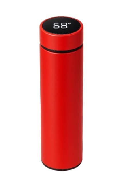 Garrafa Térmica Inteligente Inox 500ml Com Visor LED Temperatura Digital Vermelha