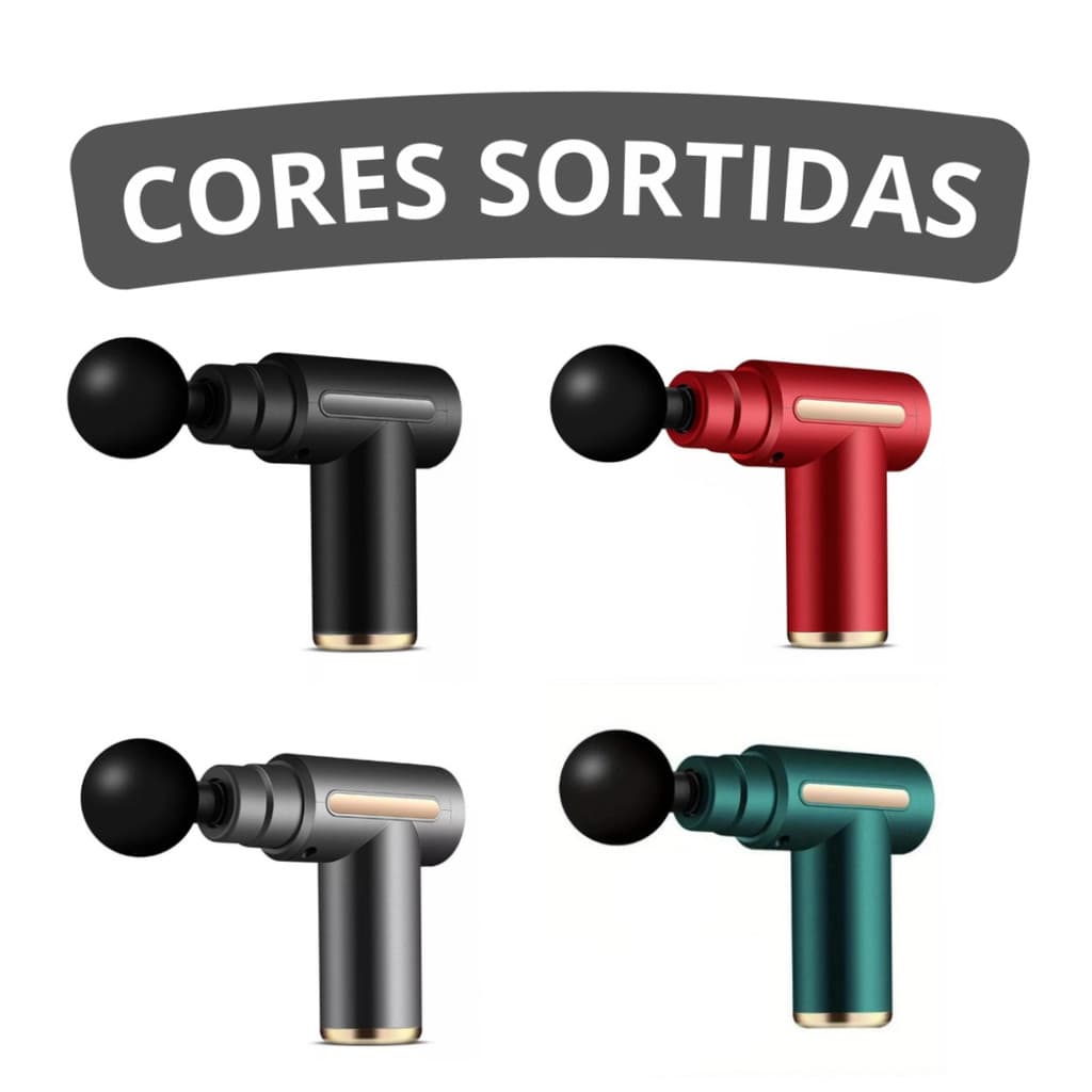 Mini Pistola de Massagem Elétrica com Acessórios e 6 Modos de Velocidade (Cores Sortidas)