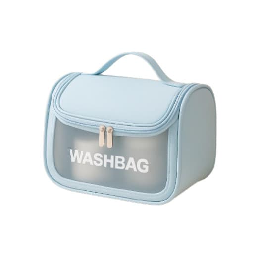 Necessaire Bolsa de Viagem Impermeável, Organizador de Maquiagem e Higiene, Transparente, Com Alça, Preta ou Azul
