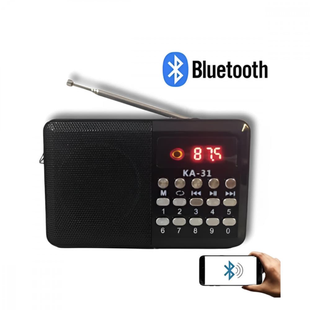 Rádio Retrô Bluetooth Fm Digital De Bolso Portátil Recarregável Kapbom KA-31 (***DISPONÍVEL SOMENTE 06 VERMELHO)