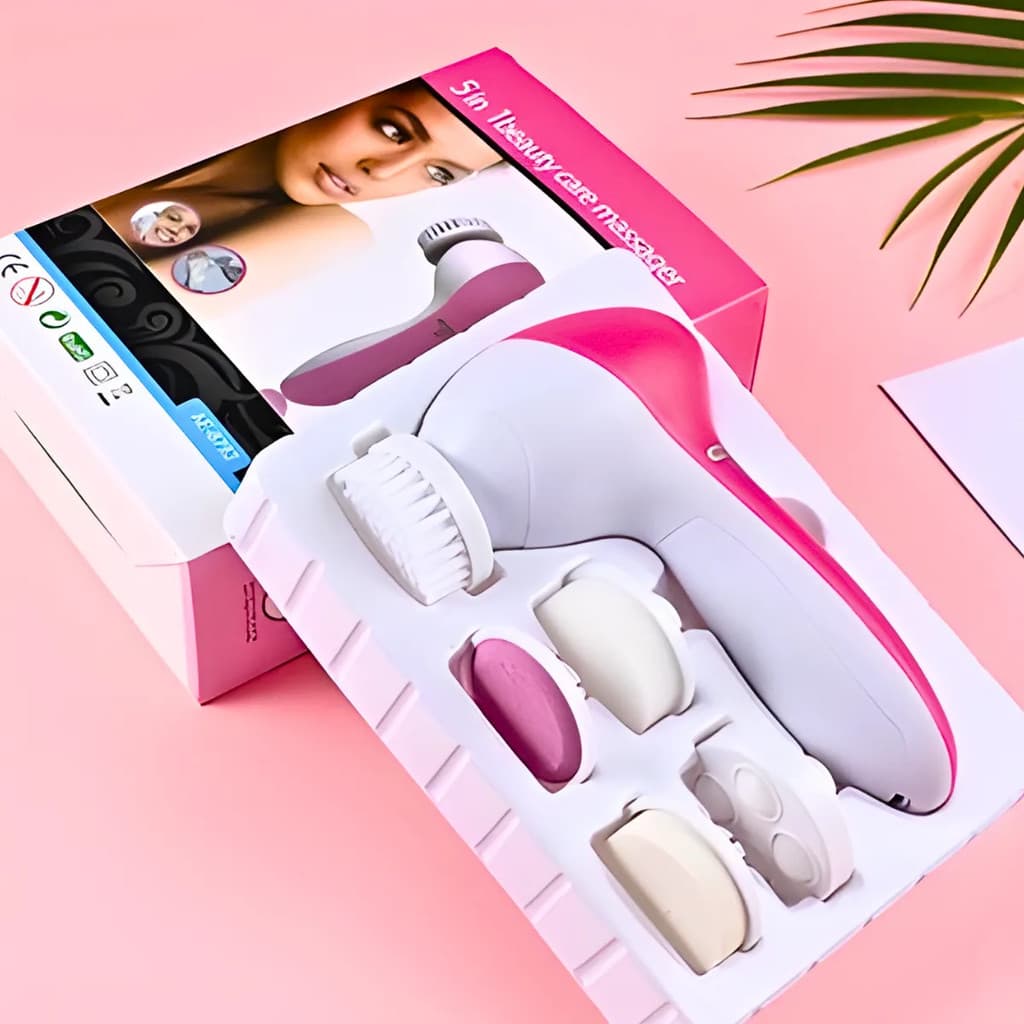 Escova de Limpeza Facial Elétrica 5 em 1 Portátil Massageadora Esfoliante Pele Profunda