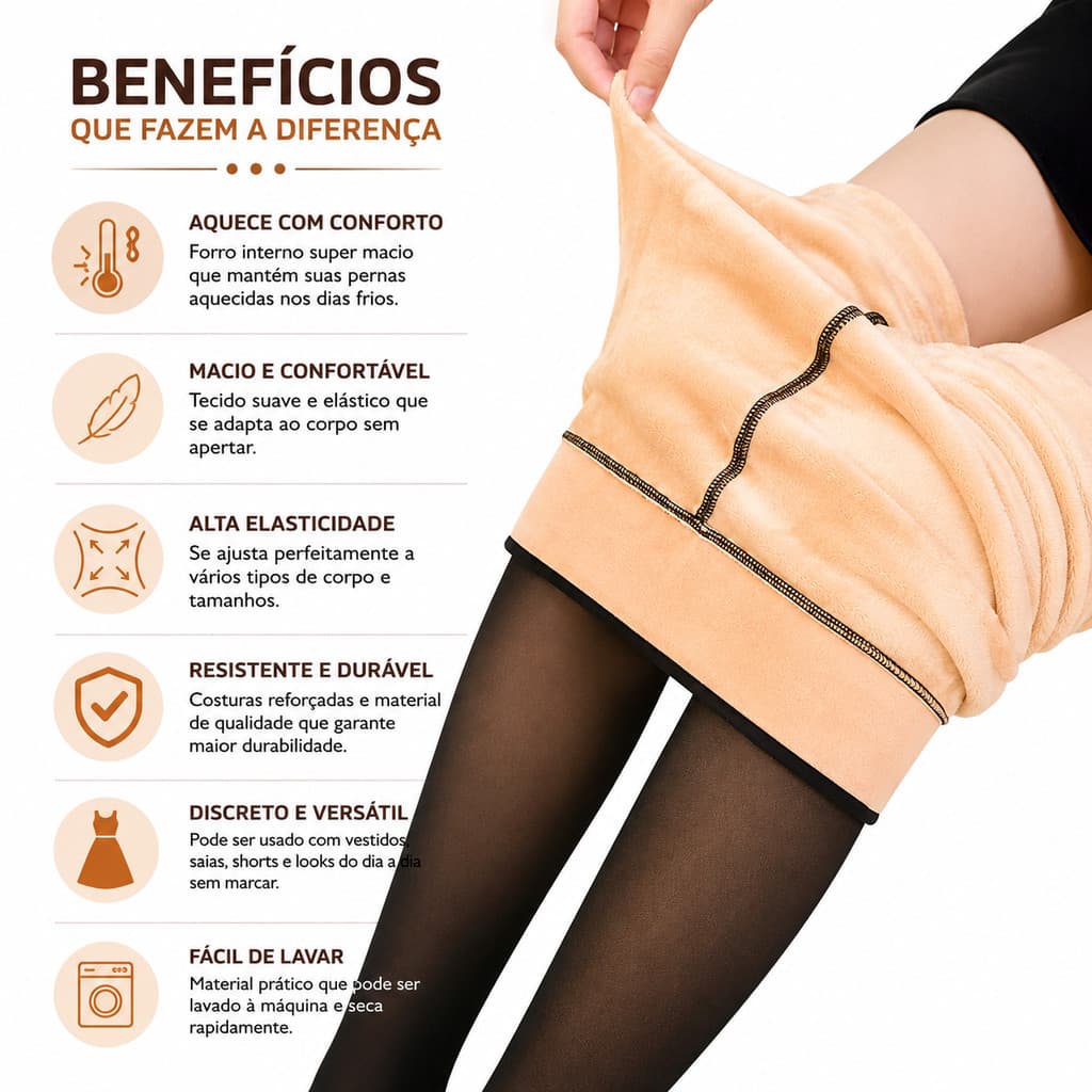 Meia - Calça Térmica Forrada Pelúcia para o Frio  TM: GG