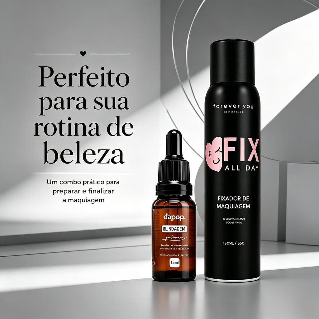 Dapop Primer Blindagem 15ml com Forever you Fixador 150ml– Pele Preparada e Make Duradoura para o Dia a Dia FY300+DP2267