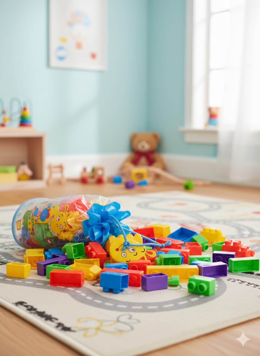 Blocos De Montar Infantil Educativo Pecas Grandes Com Bolsa