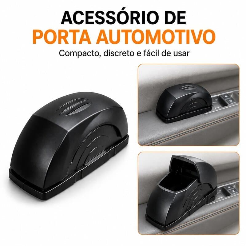 Mini Lixeira Acessório Automotivo de Porta Compacto com Tampa Organizador Multiuso para Carro Fácil Instalação